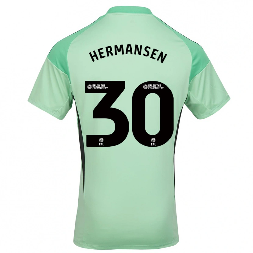 Danxen Niño Camiseta Mads Hermansen #30 Verde Negro Claro Portero Equipación 2025/26 La Camisa