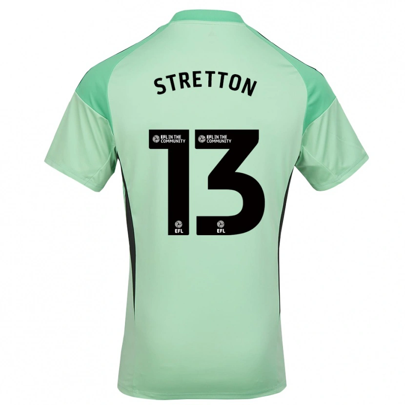 Danxen Niño Camiseta Leo Stretton #13 Verde Negro Claro Portero Equipación 2025/26 La Camisa