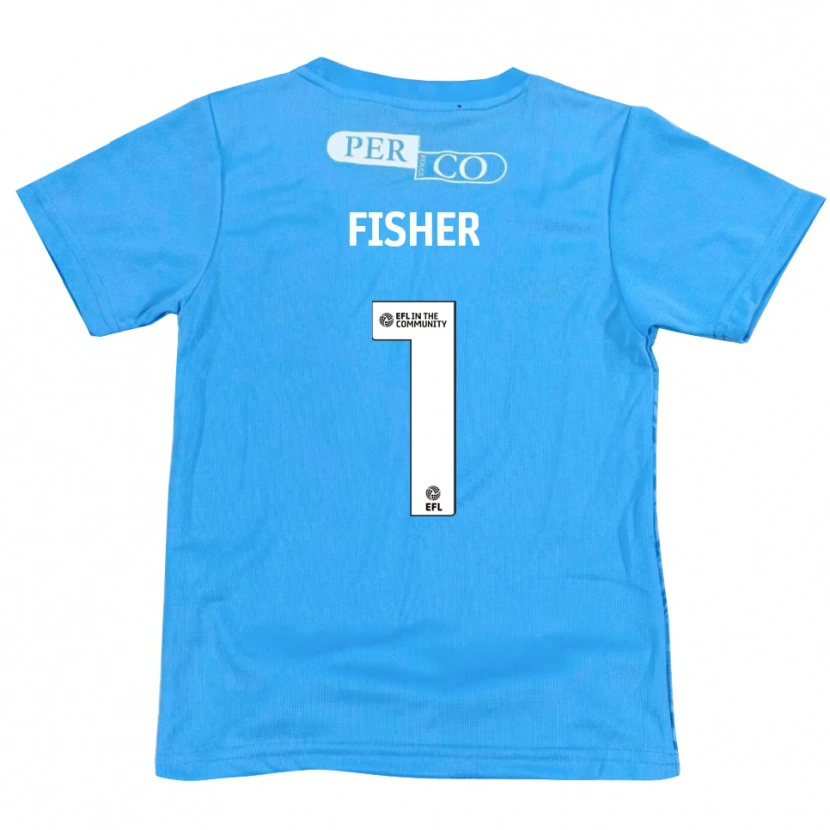 Danxen Niño Camiseta Nathan Fisher #1 Azul Blanco Portero Equipación 2025/26 La Camisa