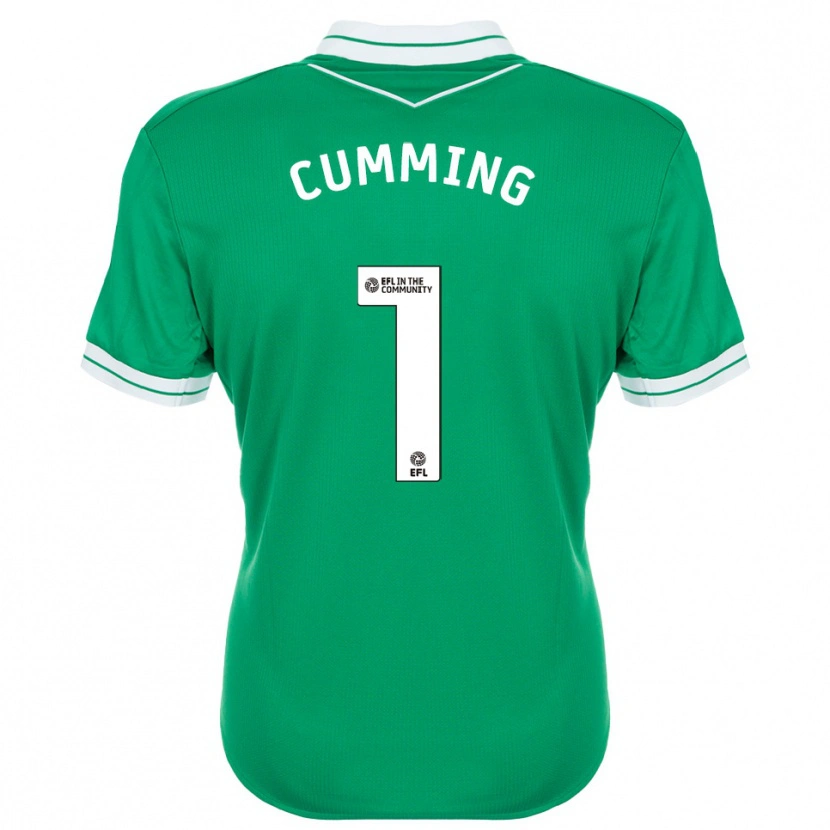 Danxen Niño Camiseta Jamie Cumming #1 Verde Blanco Portero Equipación 2025/26 La Camisa