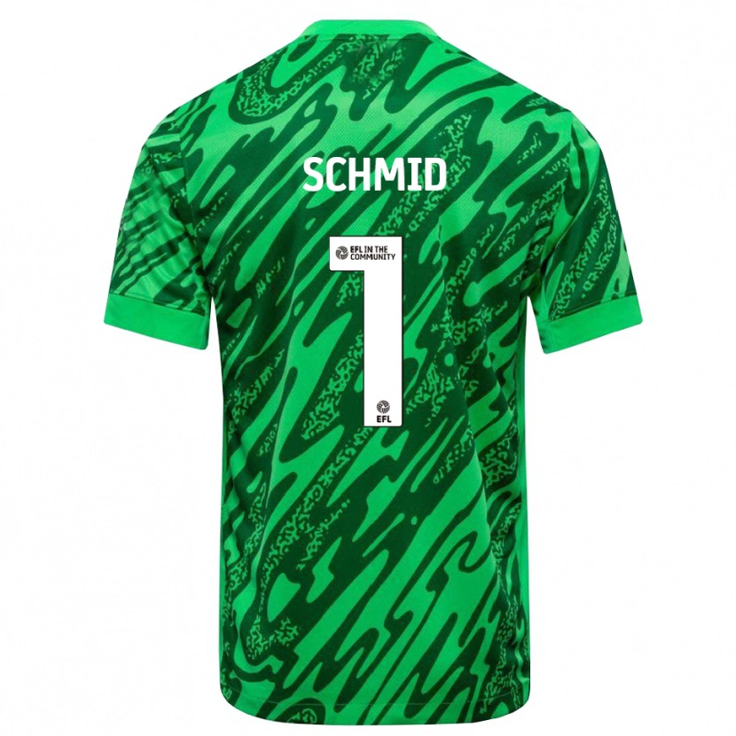Danxen Niño Camiseta Nicolas Schmid #1 Verde Bosque Portero Equipación 2025/26 La Camisa