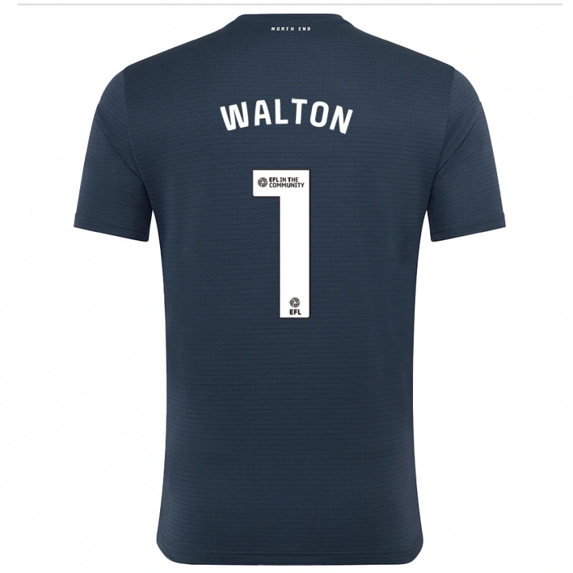 Danxen Niño Camiseta Jack Walton #1 Negro Blanco Portero Equipación 2025/26 La Camisa