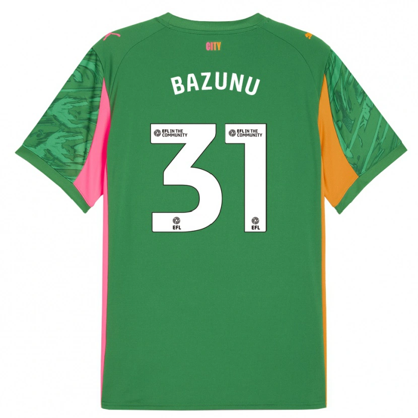 Danxen Niño Camiseta Gavin Bazunu #31 Verde Naranja Portero Equipación 2025/26 La Camisa