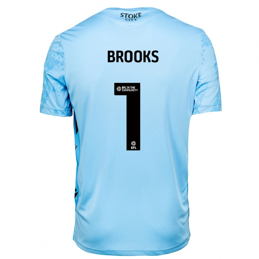 Danxen Niño Camiseta Alfie Brooks #1 Azul Cielo Negro Portero Equipación 2025/26 La Camisa