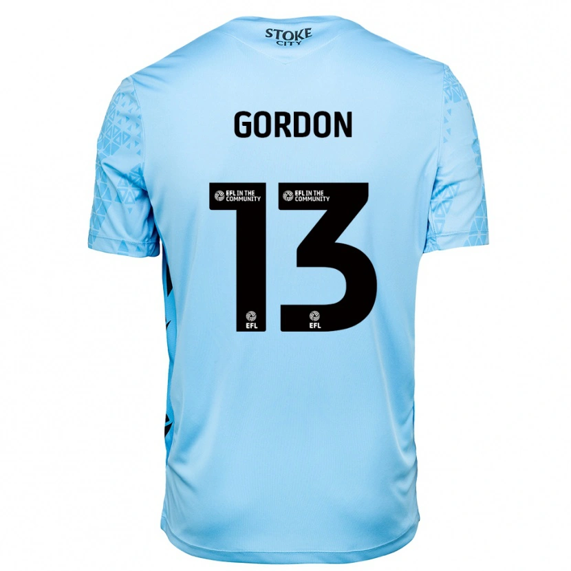 Danxen Niño Camiseta Jonathon Gordon #13 Azul Cielo Negro Portero Equipación 2025/26 La Camisa