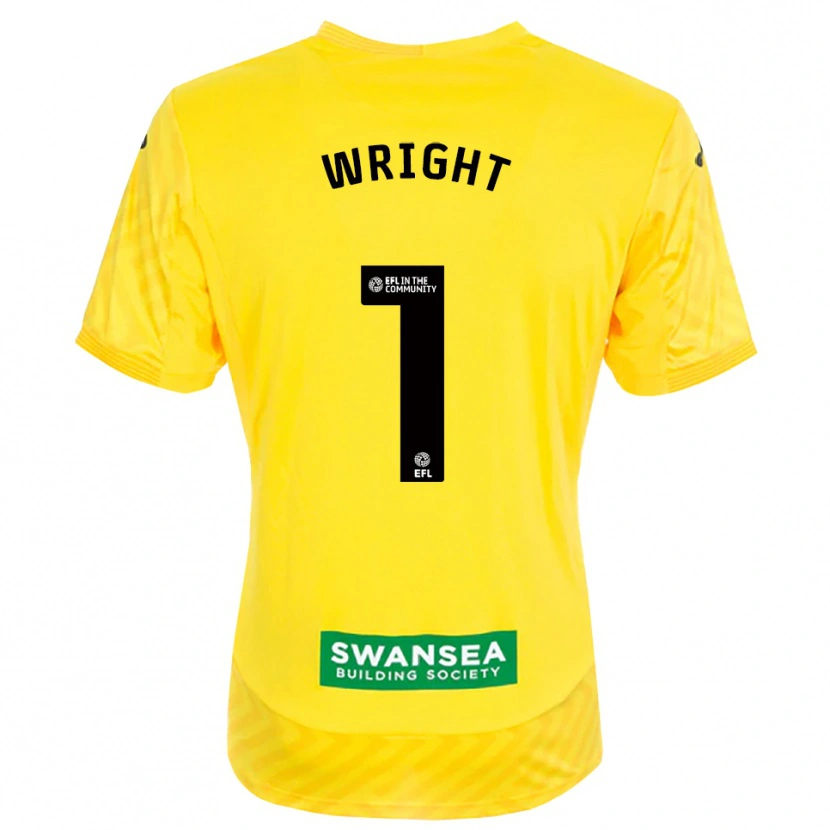 Danxen Niño Camiseta Tom Wright #1 Amarillo Negro Portero Equipación 2025/26 La Camisa