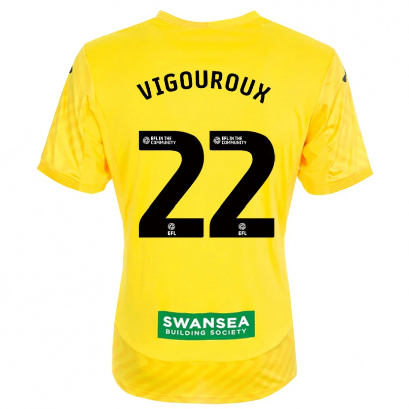 Danxen Niño Camiseta Lawrence Vigouroux #22 Amarillo Negro Portero Equipación 2025/26 La Camisa