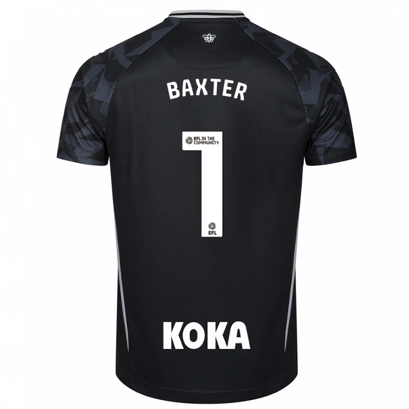 Danxen Niño Camiseta Nathan Baxter #1 Negro Azul Portero Equipación 2025/26 La Camisa