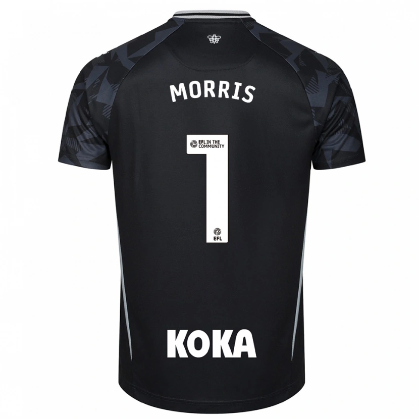 Danxen Niño Camiseta Sam Morris #1 Negro Azul Portero Equipación 2025/26 La Camisa