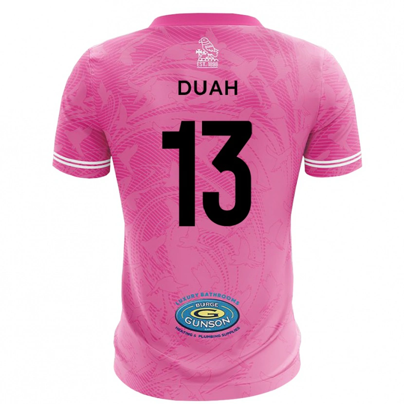 Danxen Niño Camiseta Enos Duah #13 Blanco Rosa Portero Equipación 2025/26 La Camisa