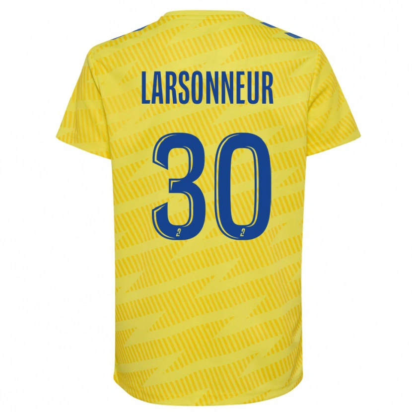 Danxen Niño Camiseta Gautier Larsonneur #30 Amarillo Azul Portero Equipación 2025/26 La Camisa