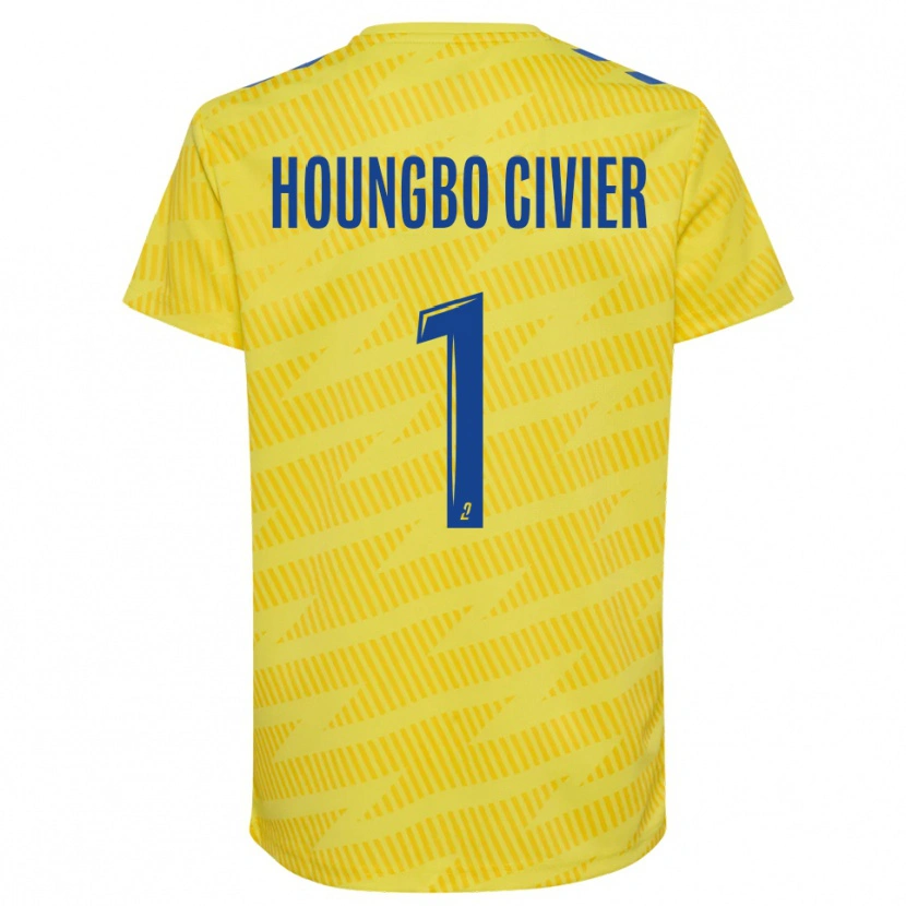 Danxen Niño Camiseta Matéo Houngbo Civier #1 Amarillo Azul Portero Equipación 2025/26 La Camisa