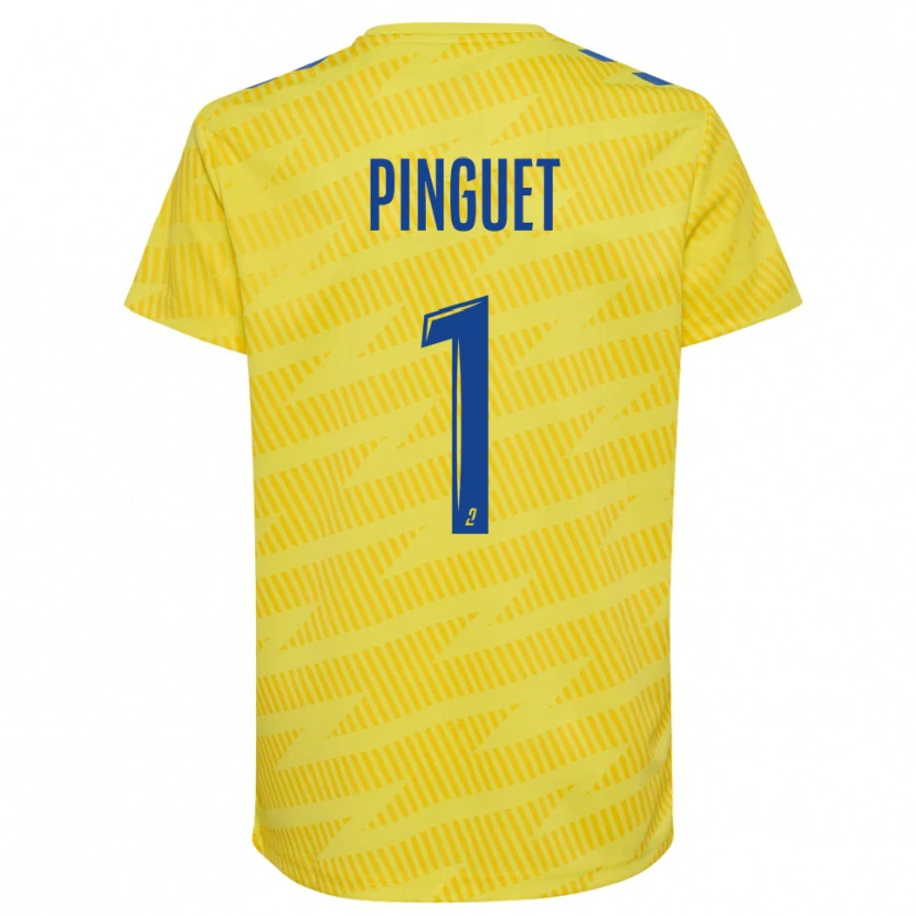 Danxen Niño Camiseta Alice Pinguet #1 Amarillo Azul Portero Equipación 2025/26 La Camisa