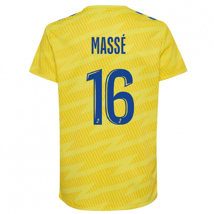 Danxen Niño Camiseta Maël Massé #16 Amarillo Azul Portero Equipación 2025/26 La Camisa