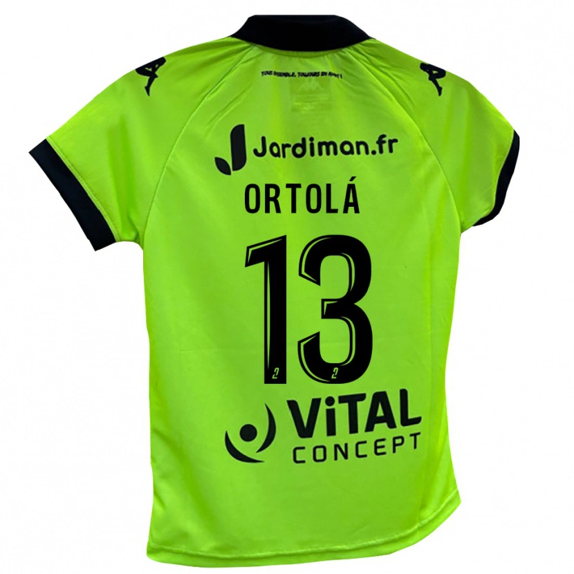 Danxen Niño Camiseta Adrián Ortolá #13 Verde Neón Portero Equipación 2025/26 La Camisa