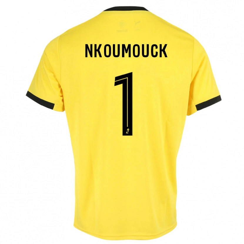 Danxen Niño Camiseta Marc-Anthony Nkoumouck #1 Negro Amarillo Portero Equipación 2025/26 La Camisa