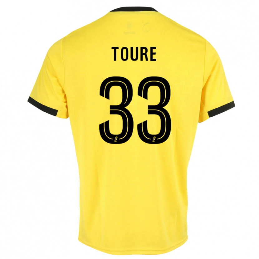 Danxen Niño Camiseta Almami Touré #33 Negro Amarillo Portero Equipación 2025/26 La Camisa