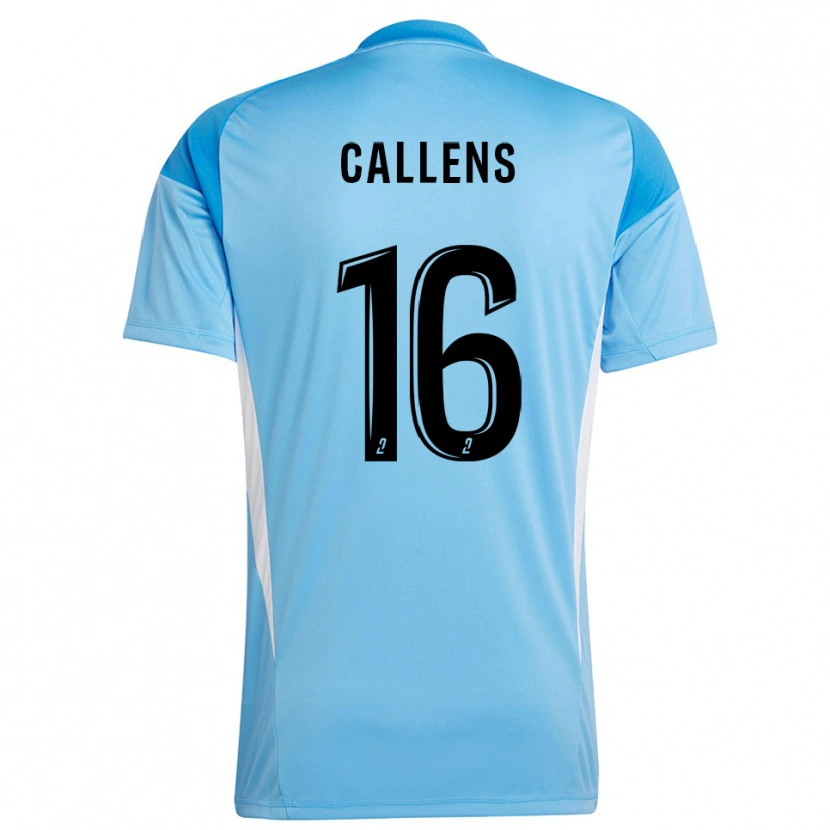 Danxen Niño Camiseta Thomas Callens #16 Blanco Azul Cielo Portero Equipación 2025/26 La Camisa
