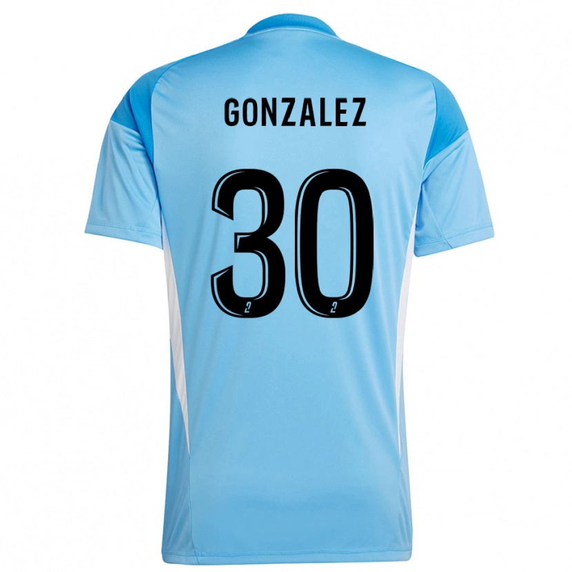 Danxen Niño Camiseta Matéo Gonzalez #30 Blanco Azul Cielo Portero Equipación 2025/26 La Camisa
