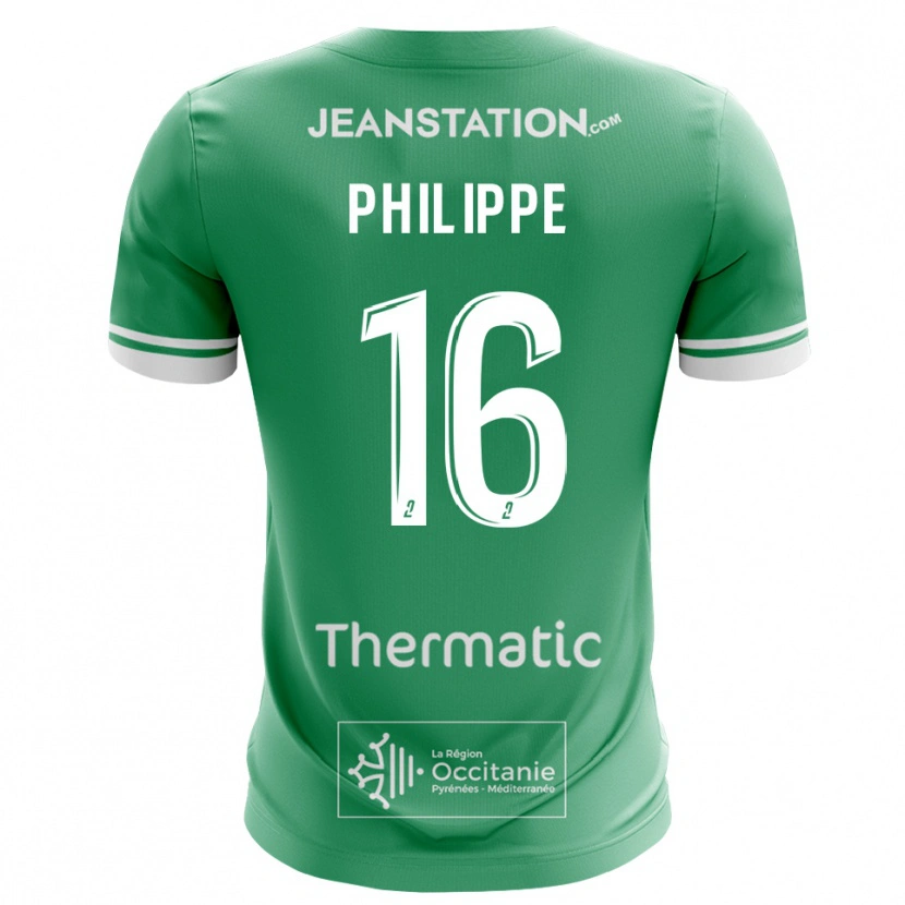 Danxen Niño Camiseta Flavie Philippe #16 Verde Blanco Portero Equipación 2025/26 La Camisa
