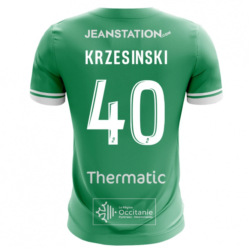 Danxen Niño Camiseta Clément Krzesinski #40 Verde Blanco Portero Equipación 2025/26 La Camisa