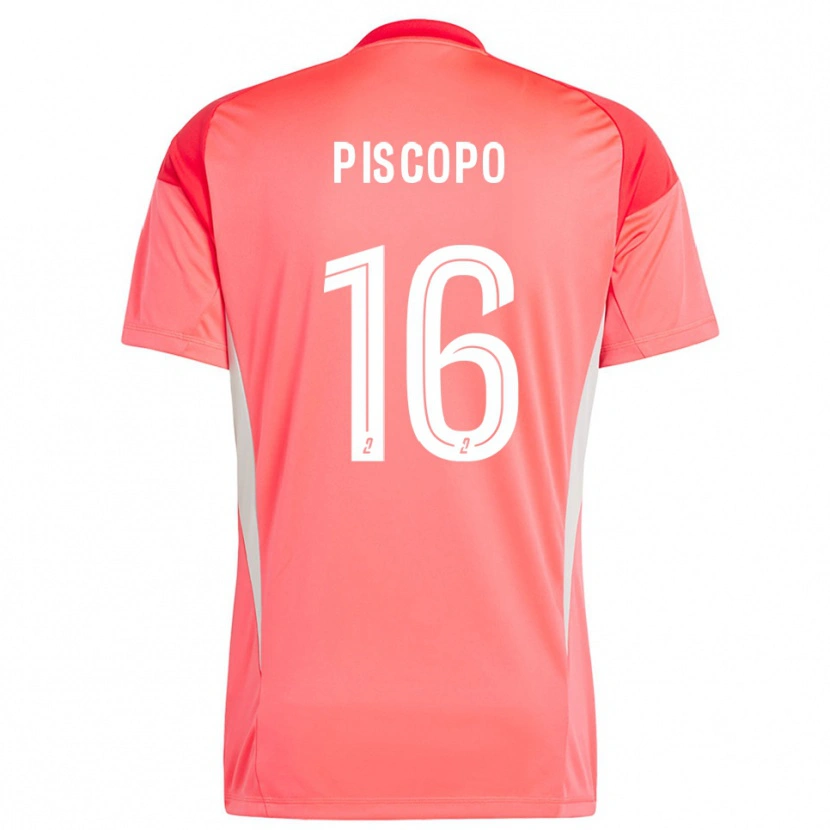 Danxen Niño Camiseta Ange Piscopo #16 Blanco Rojo Naranja Portero Equipación 2025/26 La Camisa