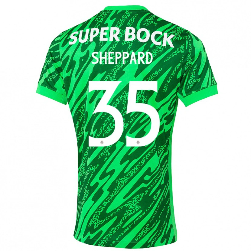 Danxen Niño Camiseta Catriona Sheppard #35 Verde Blanco Portero Equipación 2025/26 La Camisa