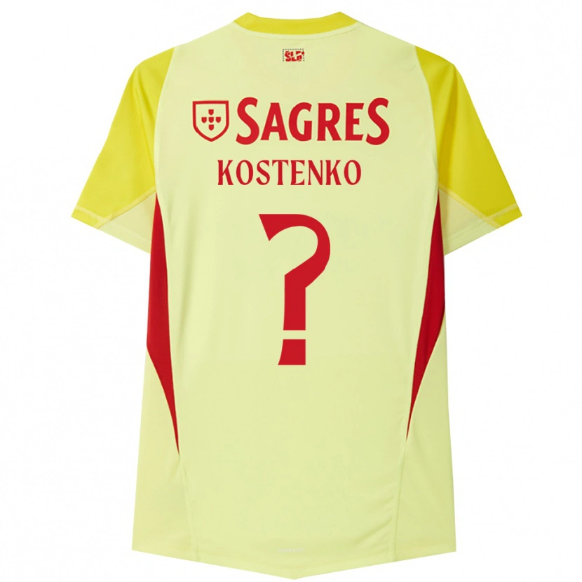 Danxen Niño Camiseta Igor Kostenko #0 Amarillo Rojo Portero Equipación 2025/26 La Camisa