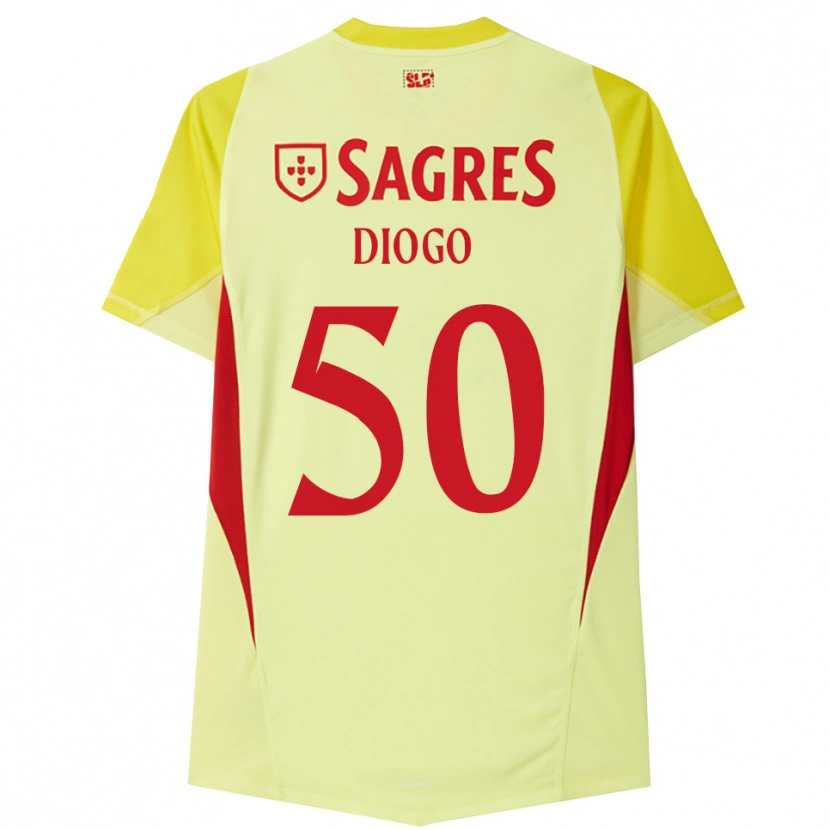 Danxen Niño Camiseta Diogo Ferreira #50 Amarillo Rojo Portero Equipación 2025/26 La Camisa