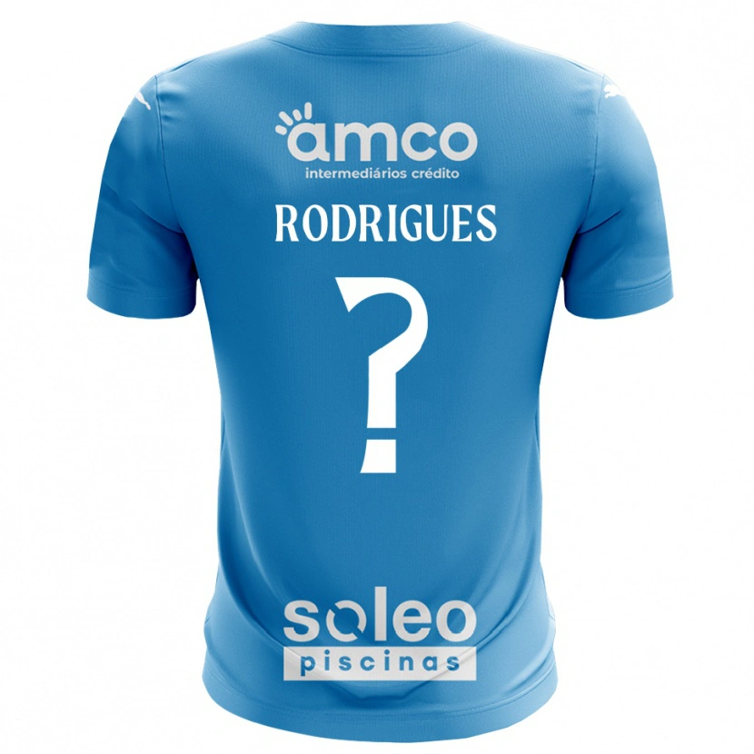 Danxen Niño Camiseta David Rodrigues #0 Azul Blanco Portero Equipación 2025/26 La Camisa