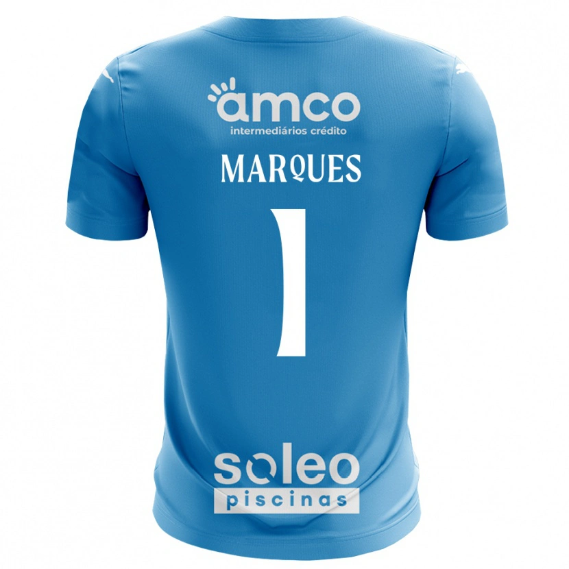 Danxen Niño Camiseta André Marques #1 Azul Blanco Portero Equipación 2025/26 La Camisa