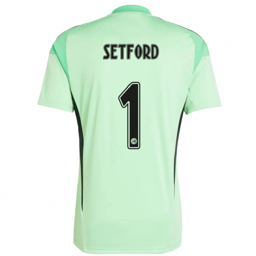 Danxen Niño Camiseta Charlie Setford #1 Verde Claro Negro Portero Equipación 2025/26 La Camisa
