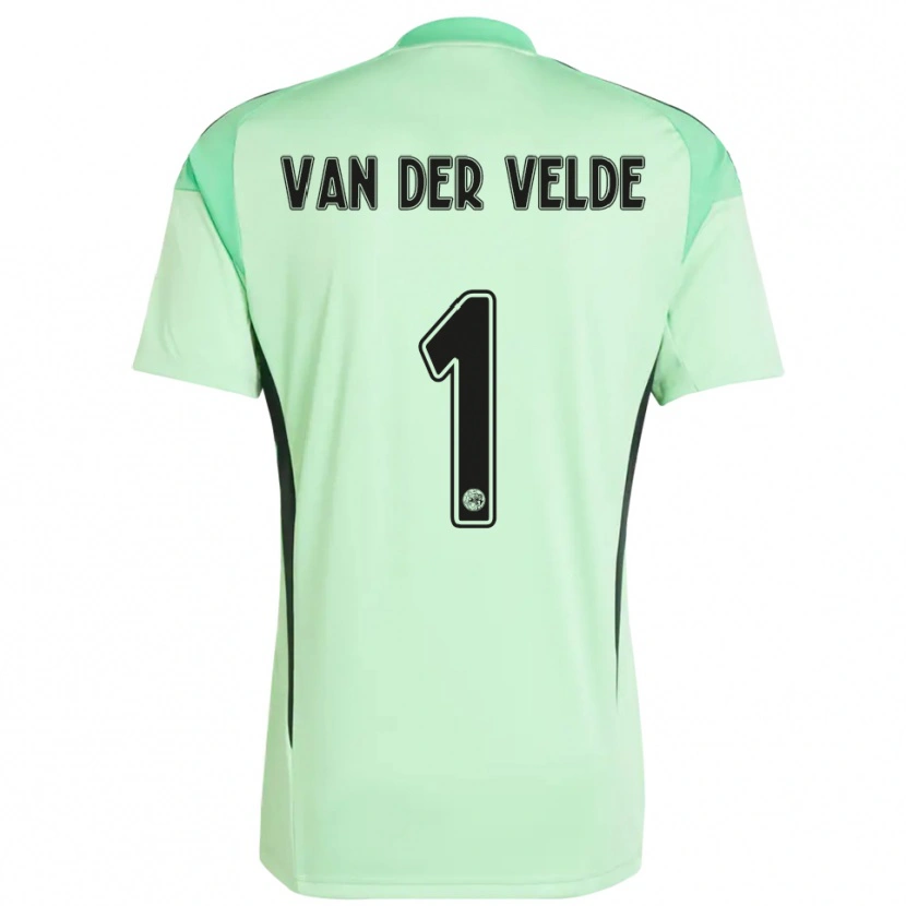 Danxen Niño Camiseta Valentijn van der Velde #1 Verde Claro Negro Portero Equipación 2025/26 La Camisa