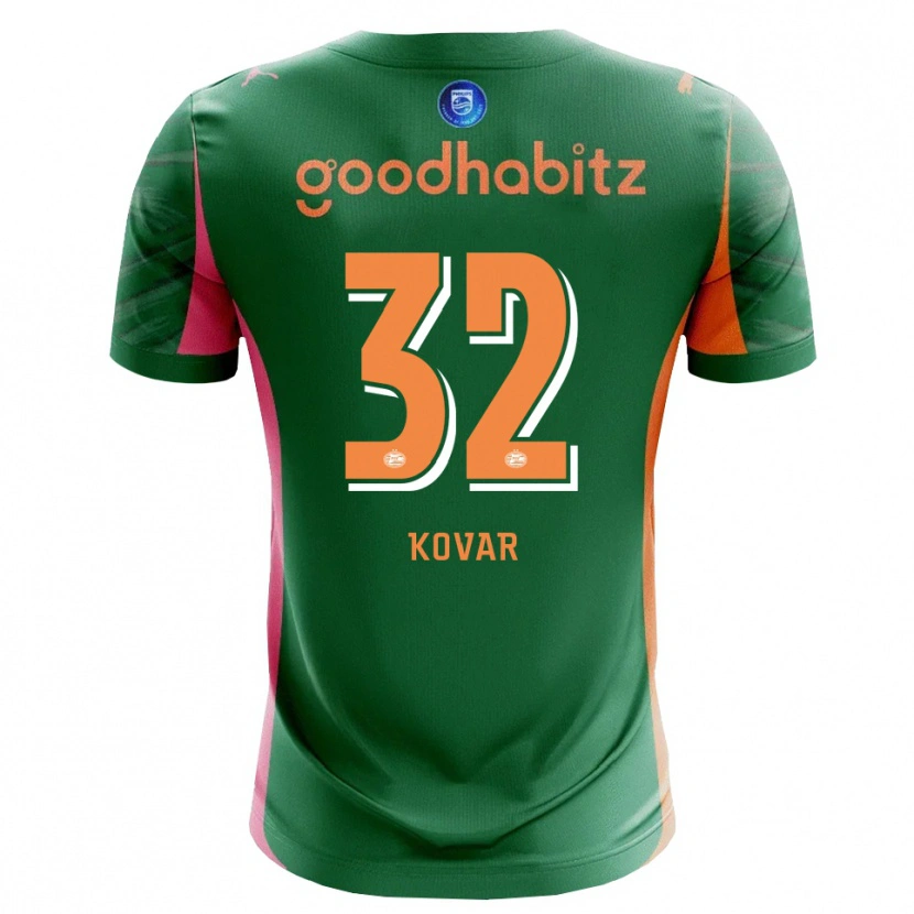 Danxen Niño Camiseta Matej Kovar #32 Verde Naranja Portero Equipación 2025/26 La Camisa