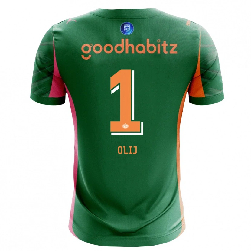Danxen Niño Camiseta Nick Olij #1 Verde Naranja Portero Equipación 2025/26 La Camisa