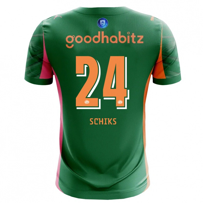 Danxen Niño Camiseta Niek Schiks #24 Verde Naranja Portero Equipación 2025/26 La Camisa