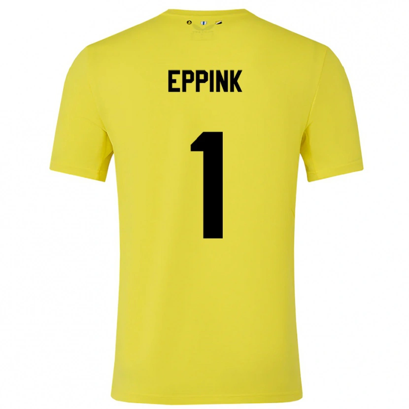 Danxen Niño Camiseta Mees Eppink #1 Amarillo Negro Portero Equipación 2025/26 La Camisa