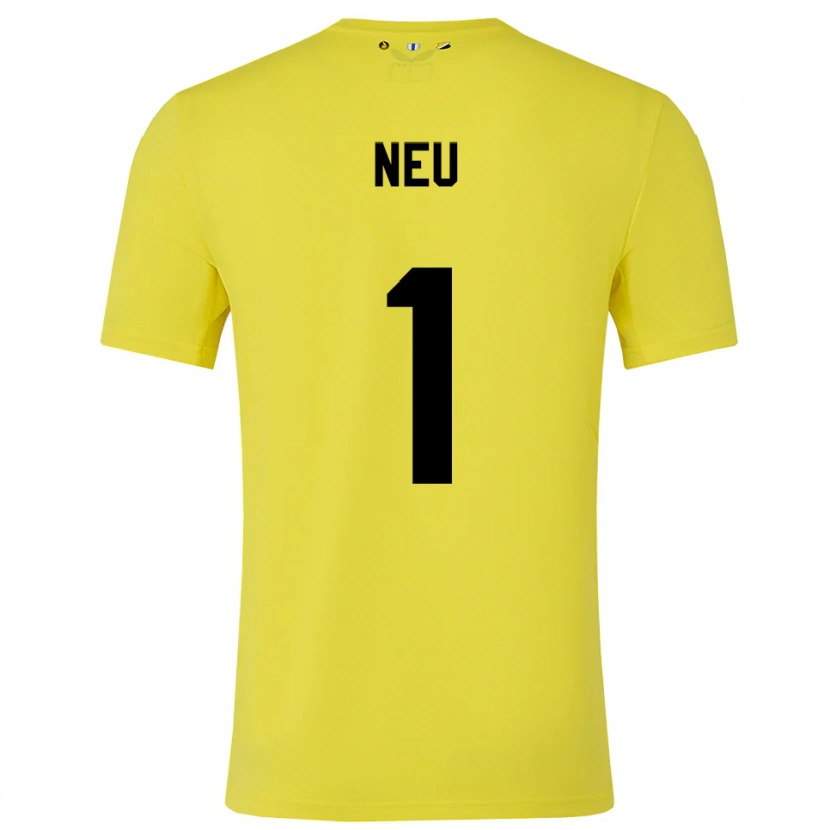 Danxen Niño Camiseta Luca Neu #1 Amarillo Negro Portero Equipación 2025/26 La Camisa