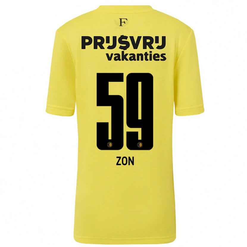 Danxen Niño Camiseta Oier Zon #59 Amarillo Negro Portero Equipación 2025/26 La Camisa