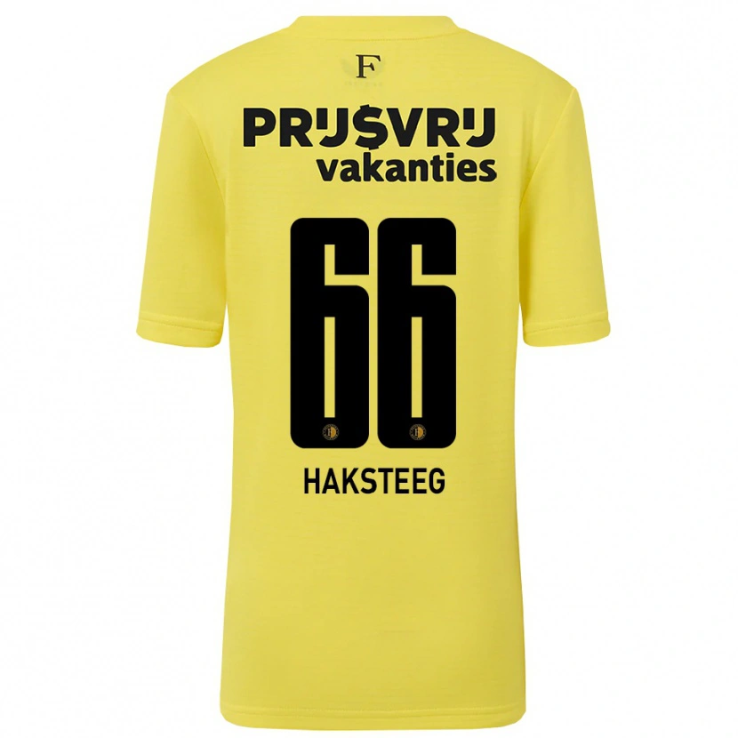 Danxen Niño Camiseta Tim Haksteeg #66 Amarillo Negro Portero Equipación 2025/26 La Camisa