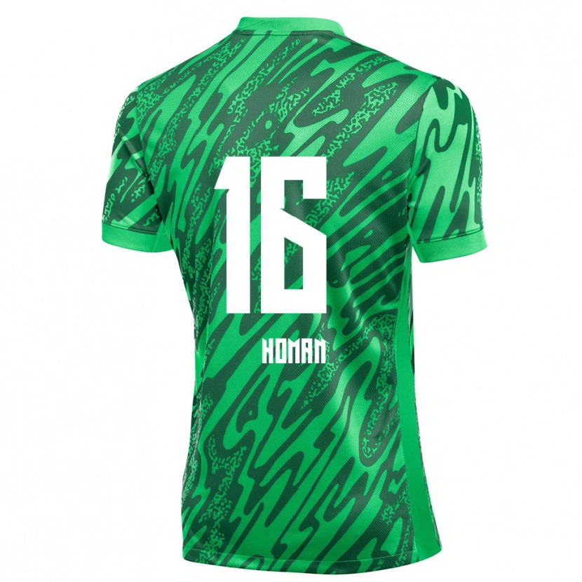 Danxen Niño Camiseta Nick Homan #16 Verde Blanco Portero Equipación 2025/26 La Camisa