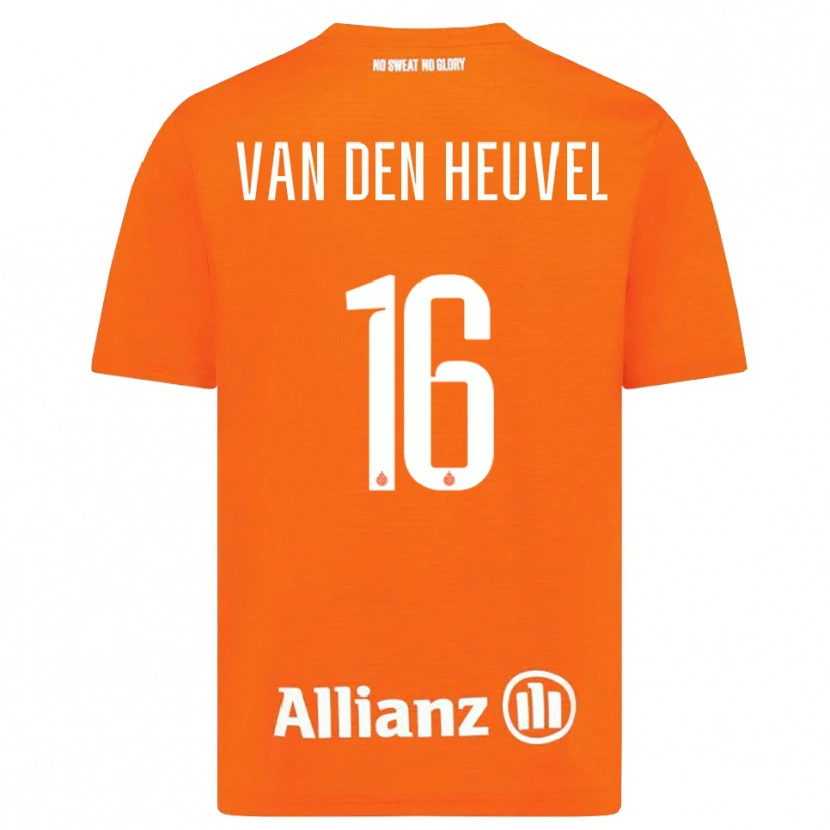 Danxen Niño Camiseta Dani van den Heuvel #16 Naranja Blanco Portero Equipación 2025/26 La Camisa