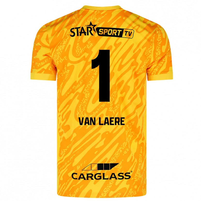 Danxen Niño Camiseta Daan Van Laere #1 Naranja Amarillo Negro Portero Equipación 2025/26 La Camisa