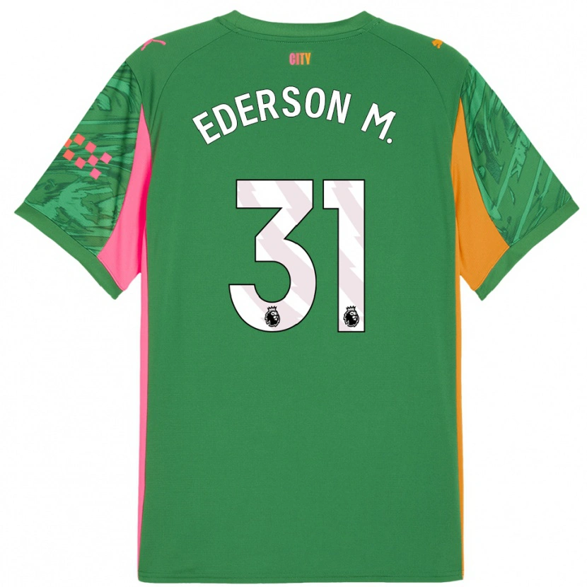 Danxen Niño Camiseta Ederson #31 Verde Naranja Portero Equipación 2025/26 La Camisa