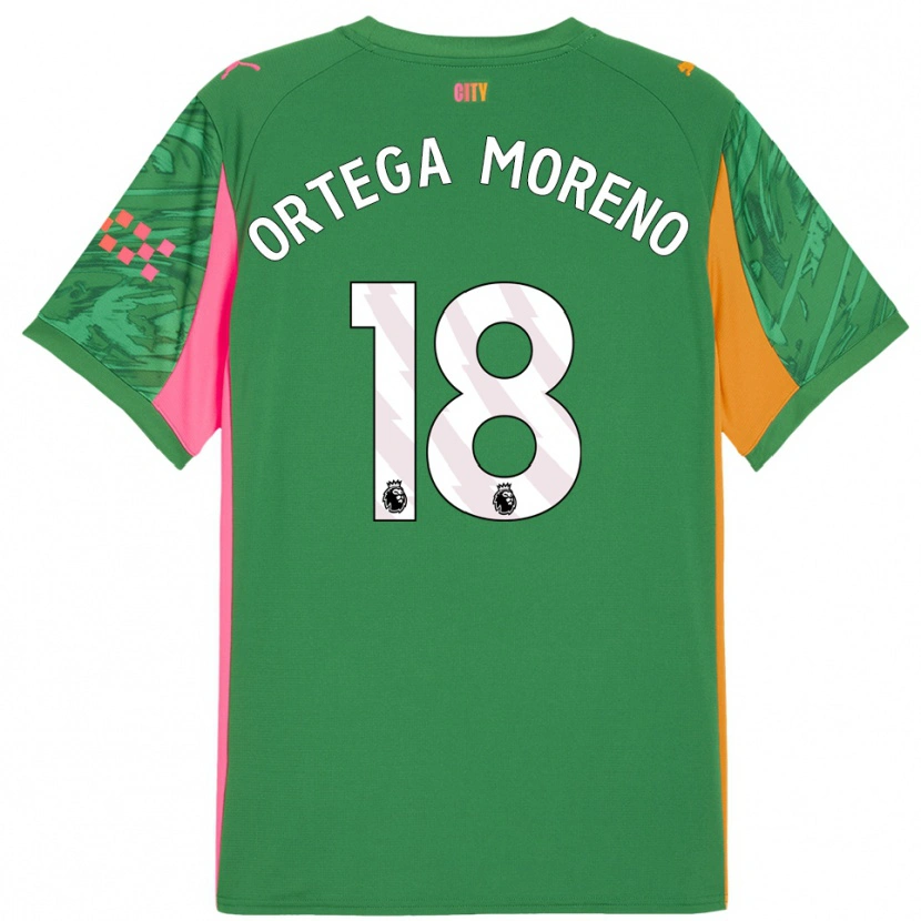 Danxen Niño Camiseta Stefan Ortega #18 Verde Naranja Portero Equipación 2025/26 La Camisa