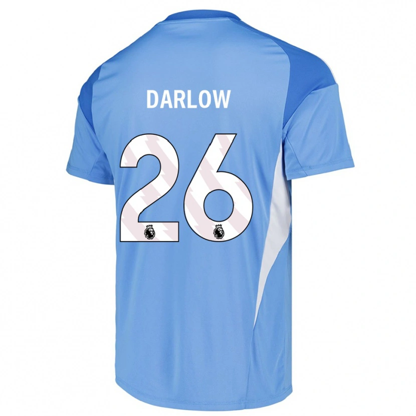 Danxen Niño Camiseta Karl Darlow #26 Azul Cielo Blanco Portero Equipación 2025/26 La Camisa