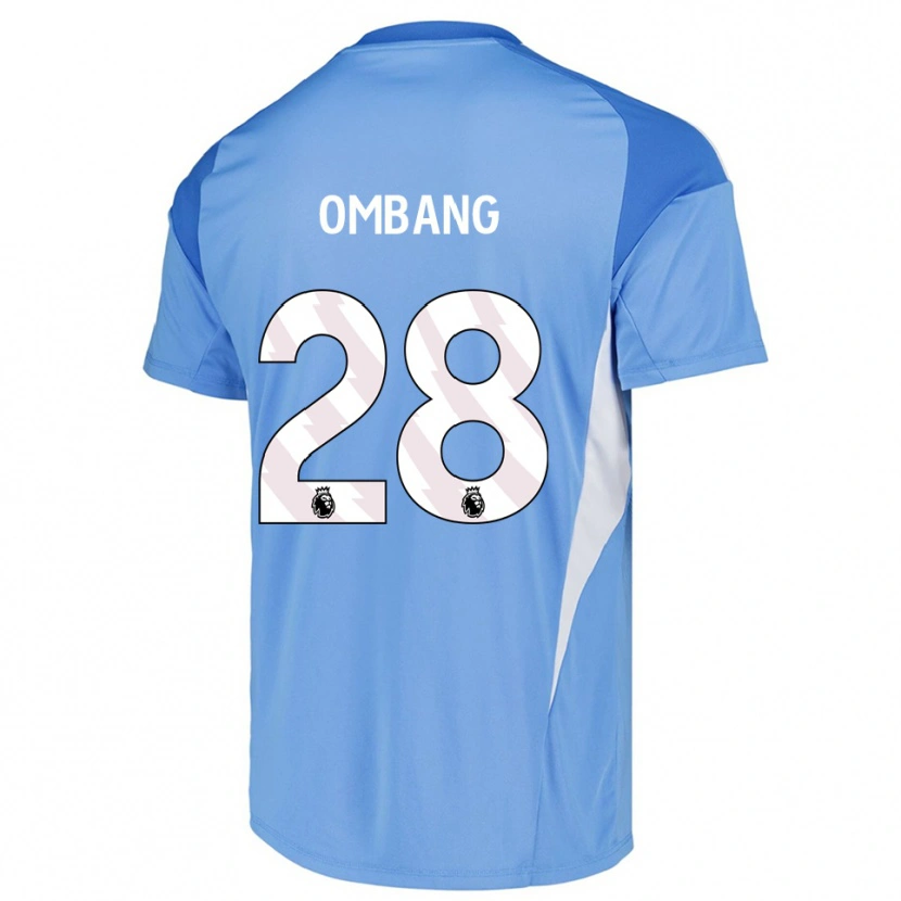 Danxen Niño Camiseta Darryl Ombang #28 Azul Cielo Blanco Portero Equipación 2025/26 La Camisa