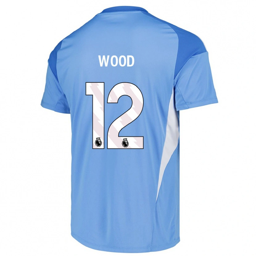 Danxen Niño Camiseta Oliver Wood #12 Azul Cielo Blanco Portero Equipación 2025/26 La Camisa