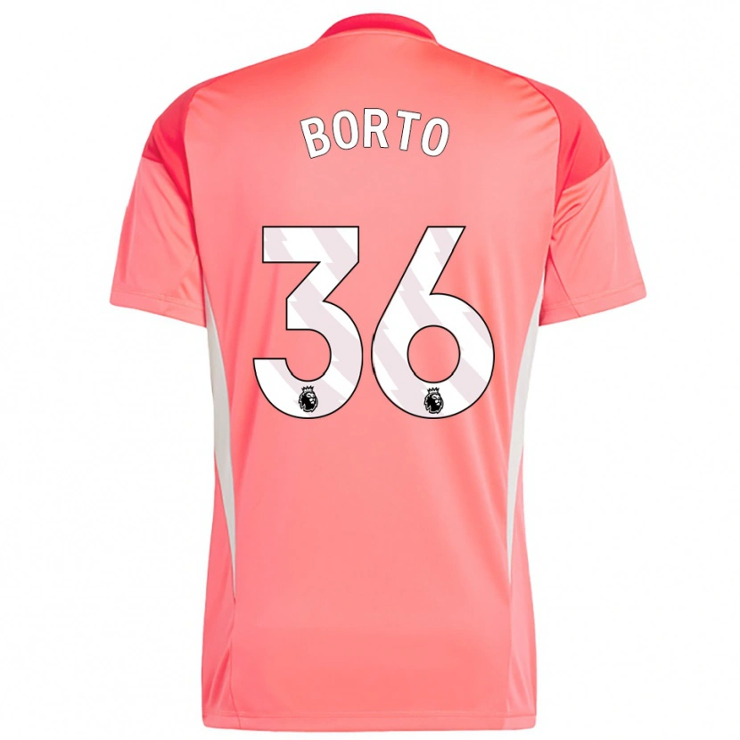 Danxen Niño Camiseta Alex Borto #36 Blanco Rojo Portero Equipación 2025/26 La Camisa