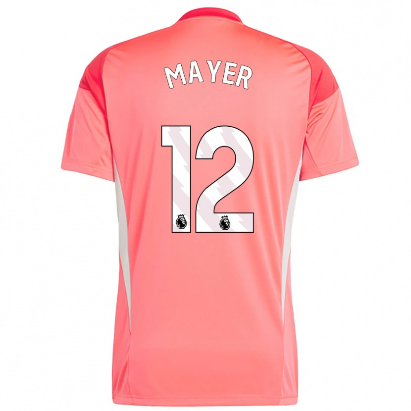 Danxen Niño Camiseta Oliver Mayer #12 Blanco Rojo Portero Equipación 2025/26 La Camisa
